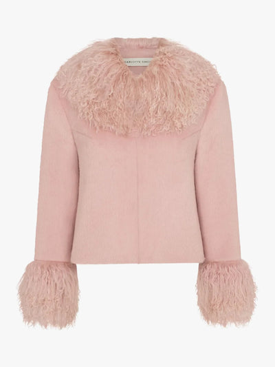 CHARLOTTE SIMONE Dolly Strawberry Milk Lambswool Trim Jacket
