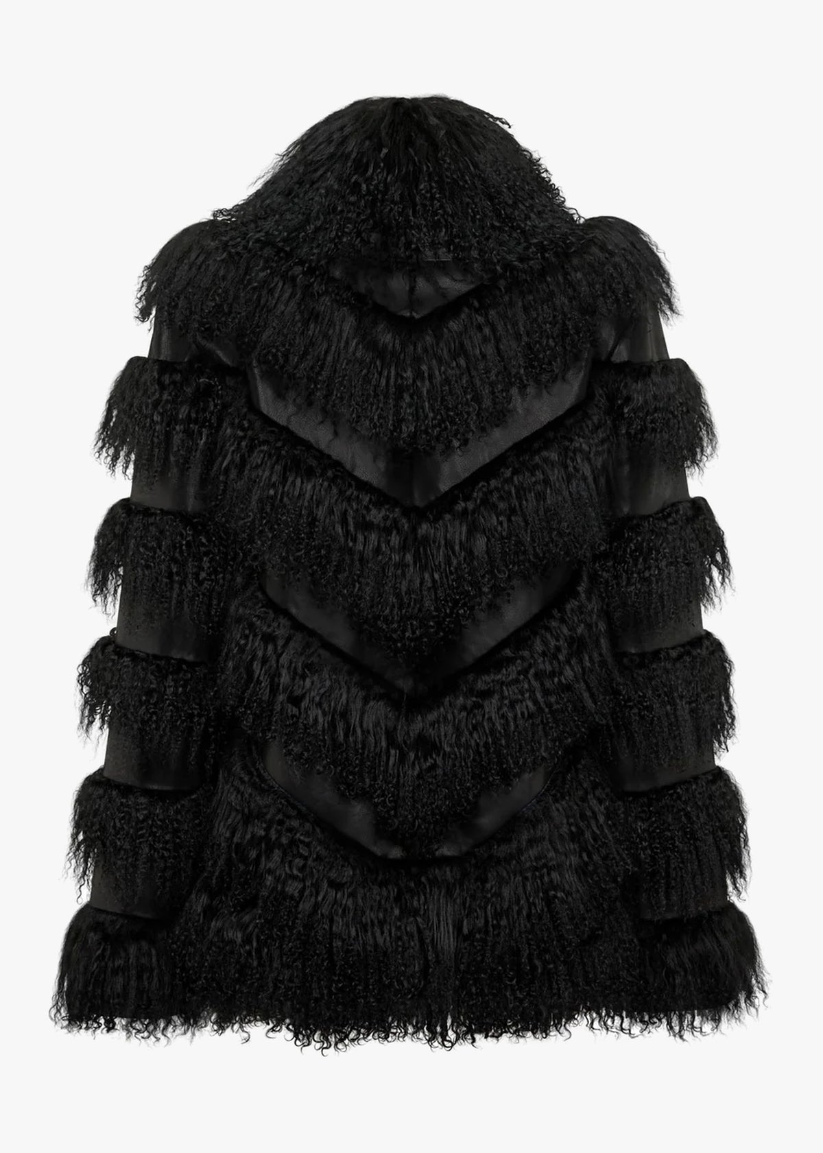 Lila Black Faux Leather Lambswool Trim Jacket