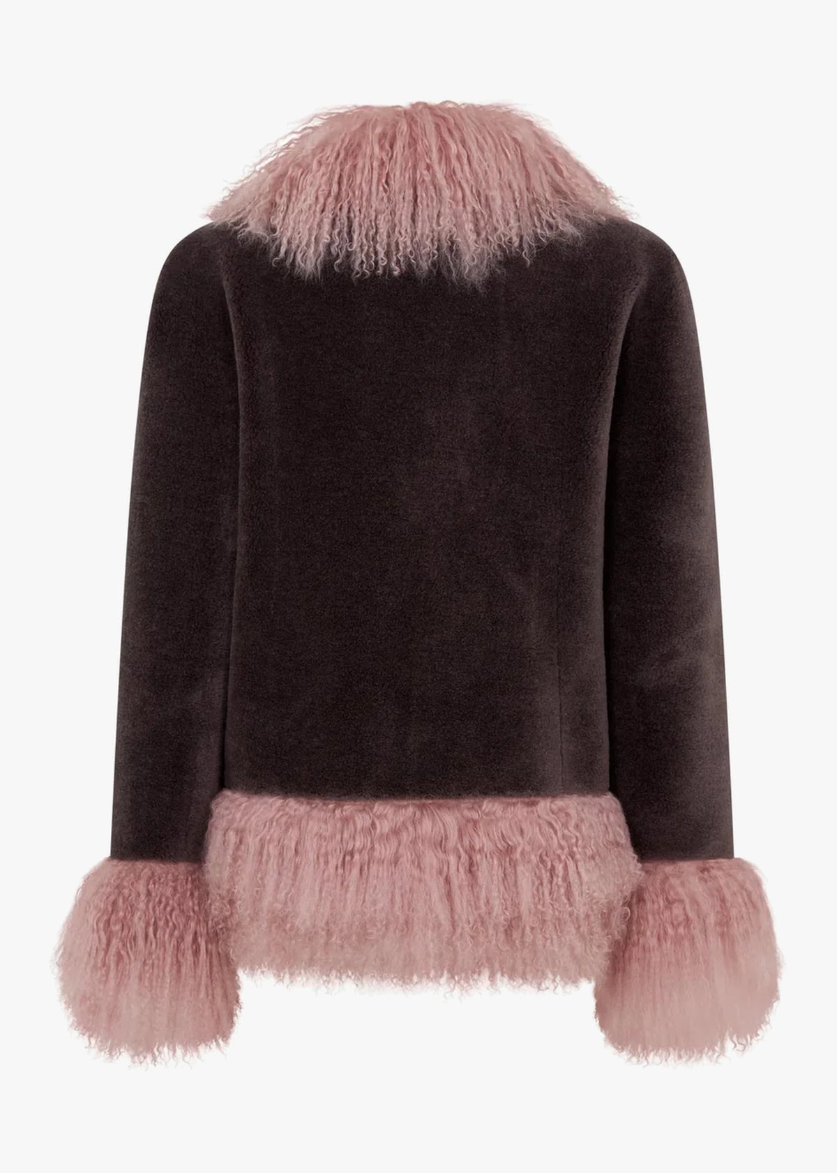 Olive Chocolate and Strawberry Milk Mongolian Trim Jacket