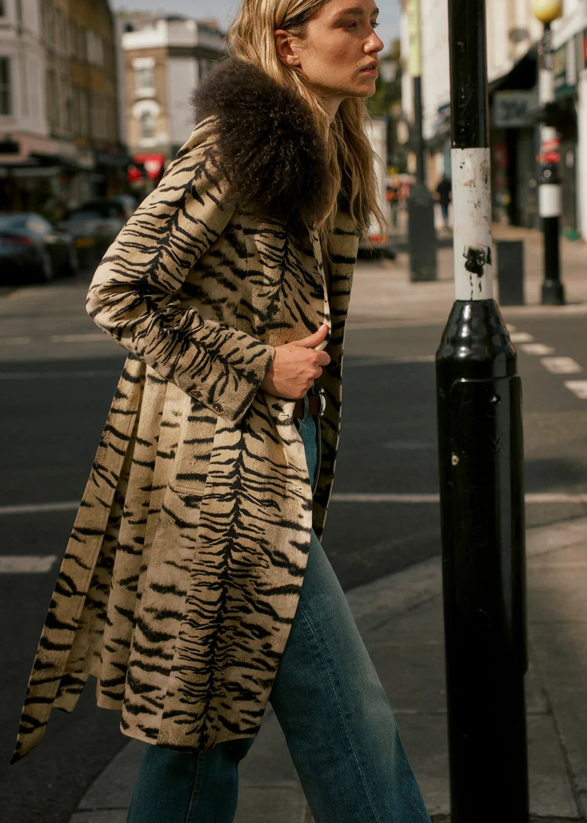 Roxanne Exotic Cotton Longline Lambswool Trim Jacket