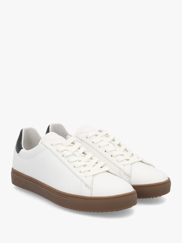 Clae Women's Bradley White Black Leather Trainers