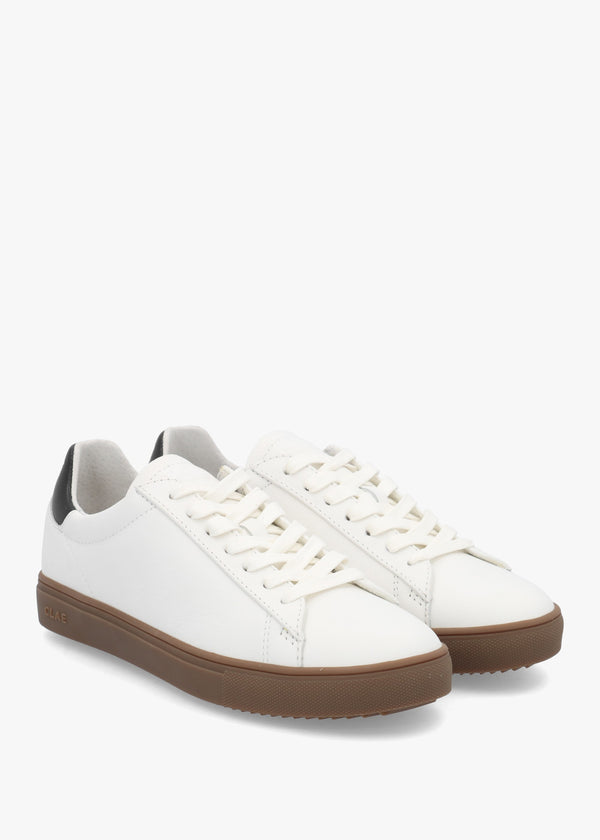 Clae Women's Bradley White Black Leather Trainers