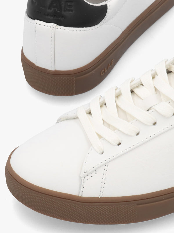 Clae Women's Bradley White Black Leather Trainers