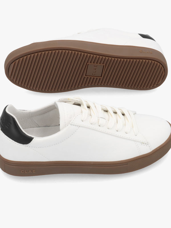 Clae Women's Bradley White Black Leather Trainers