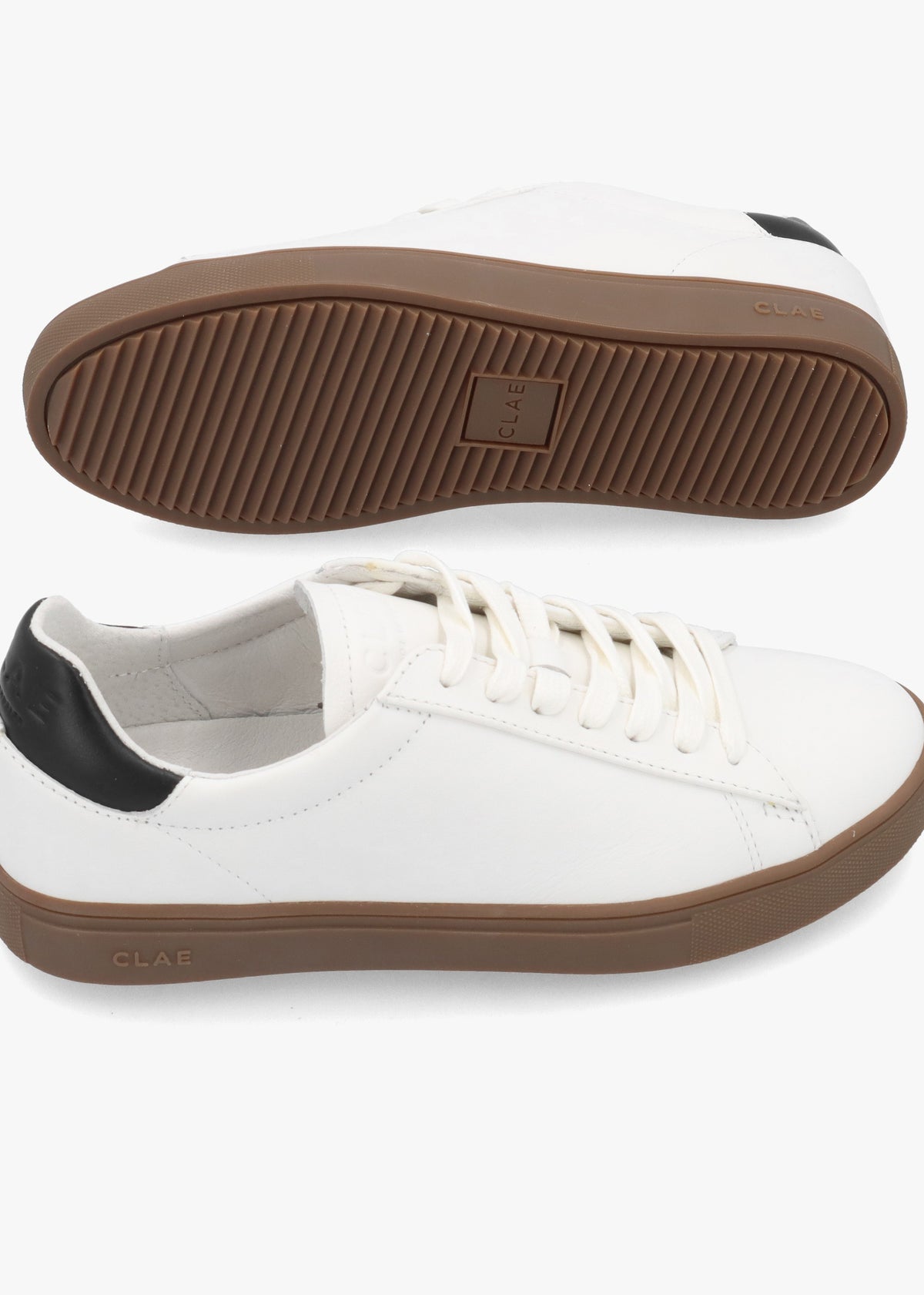 Clae Women's Bradley White Black Leather Trainers