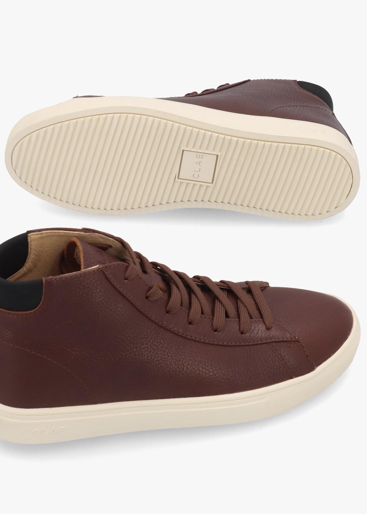 Clae Women's Brown Leather High Top Trainers