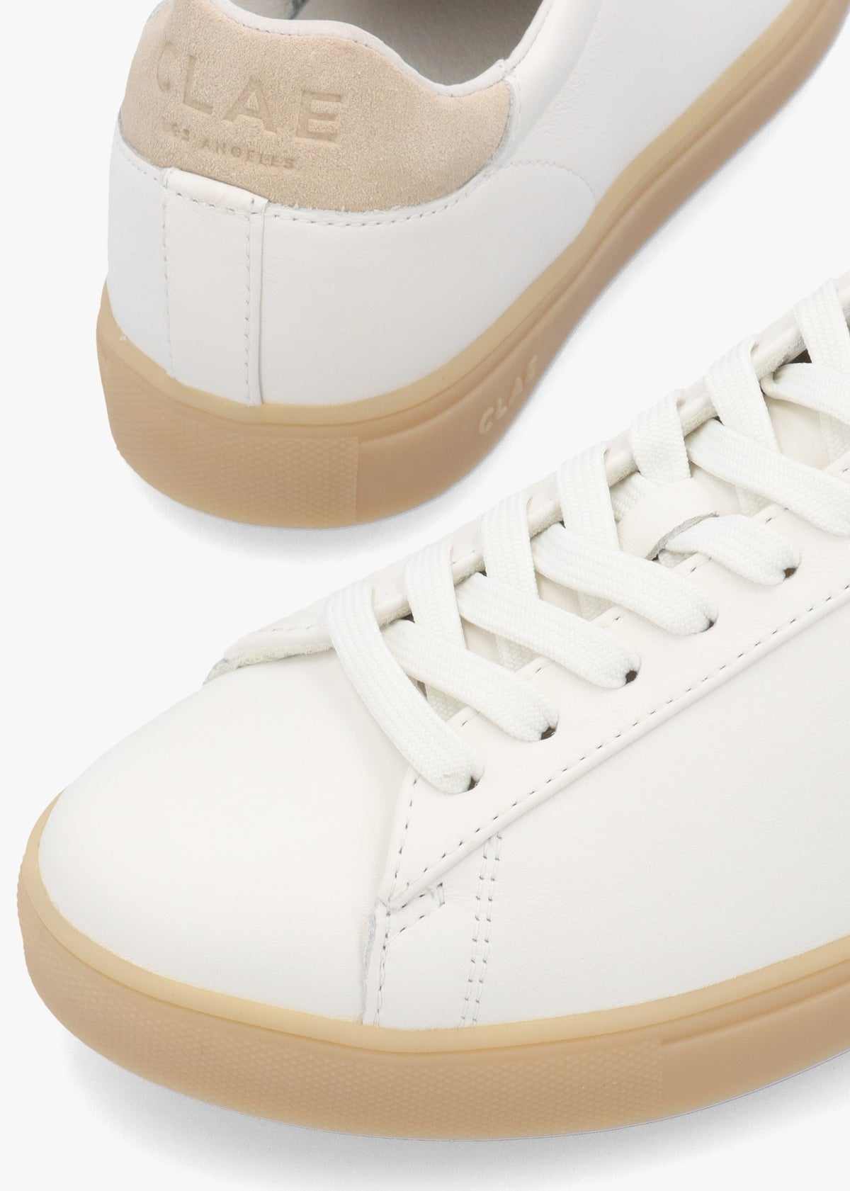 Clae Unisex Bradley White Light Natural Gum Suede Trainers