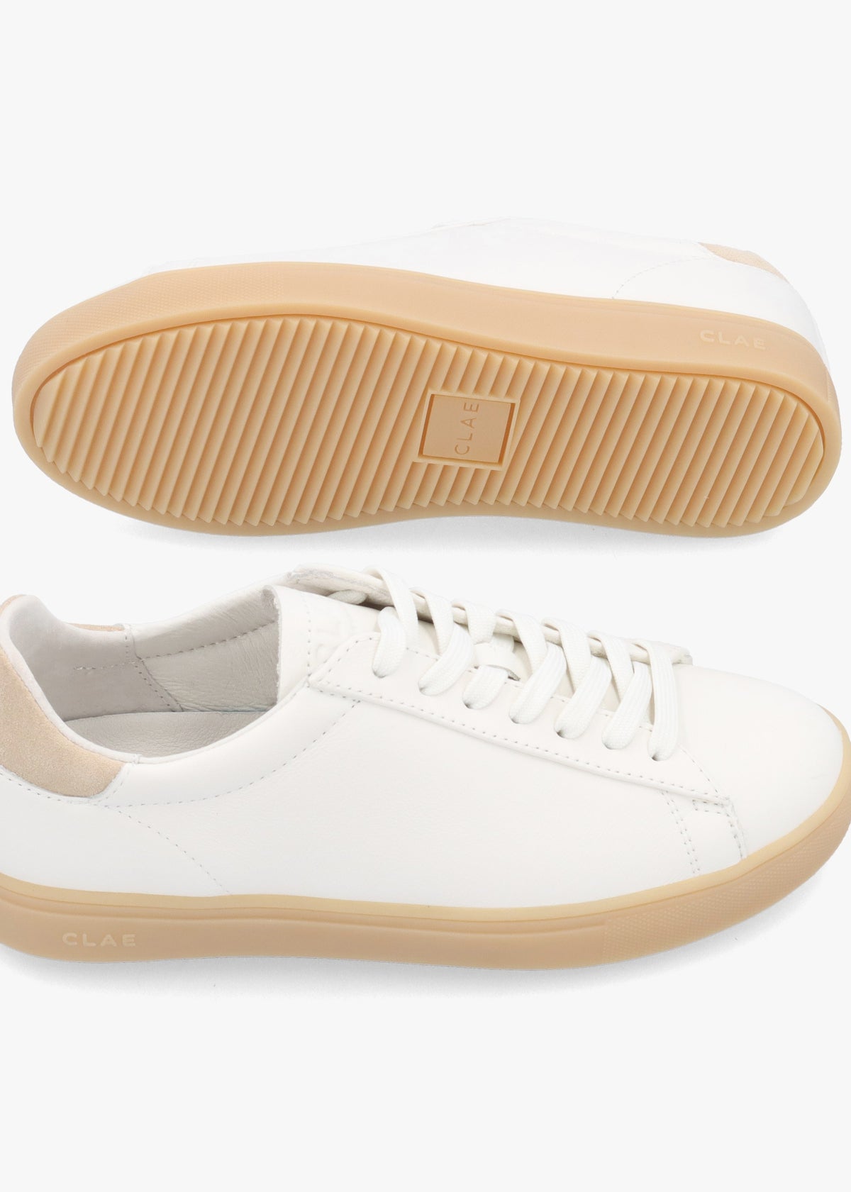 Clae Unisex Bradley White Light Natural Gum Suede Trainers