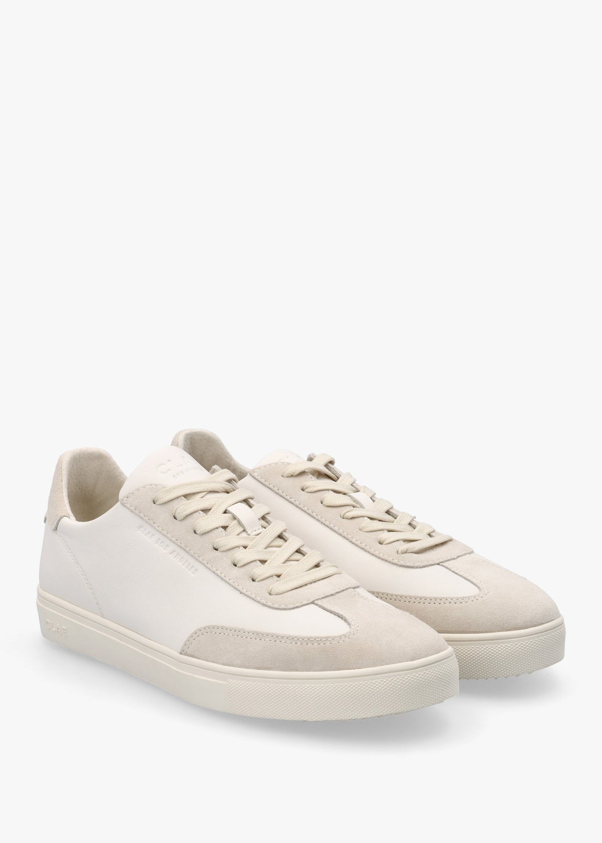 Clae Unisex Deane Triple Off White Leather Trainers