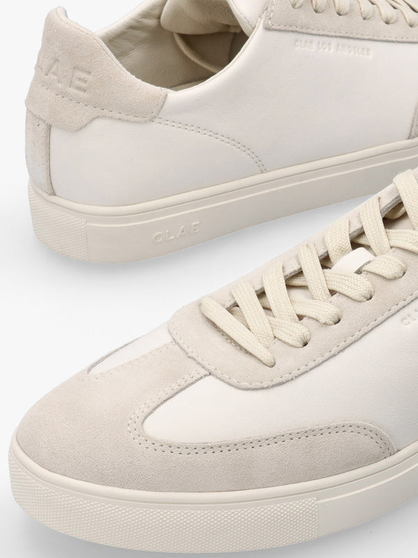 Clae Unisex Deane Triple Off White Leather Trainers