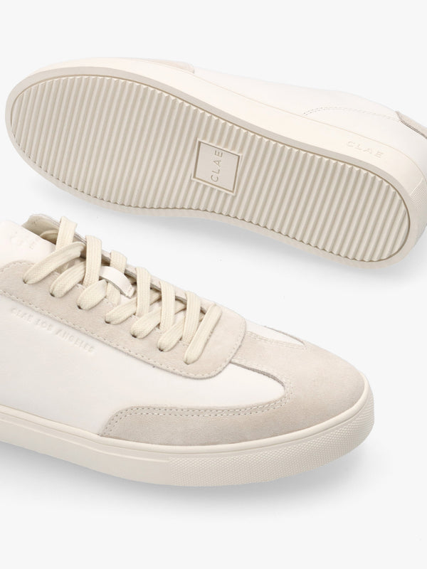Clae Unisex Deane Triple Off White Leather Trainers