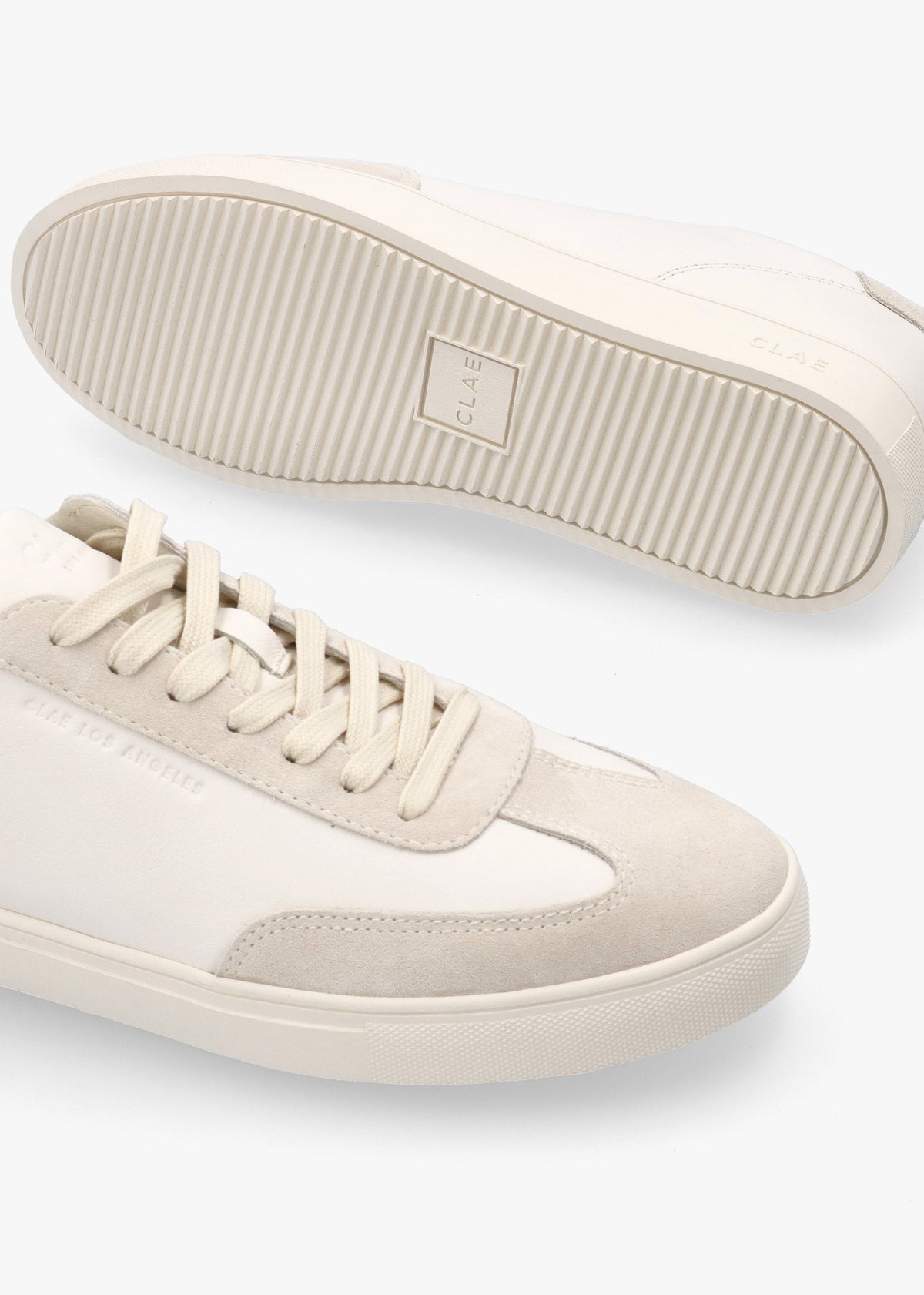 Clae Unisex Deane Triple Off White Leather Trainers