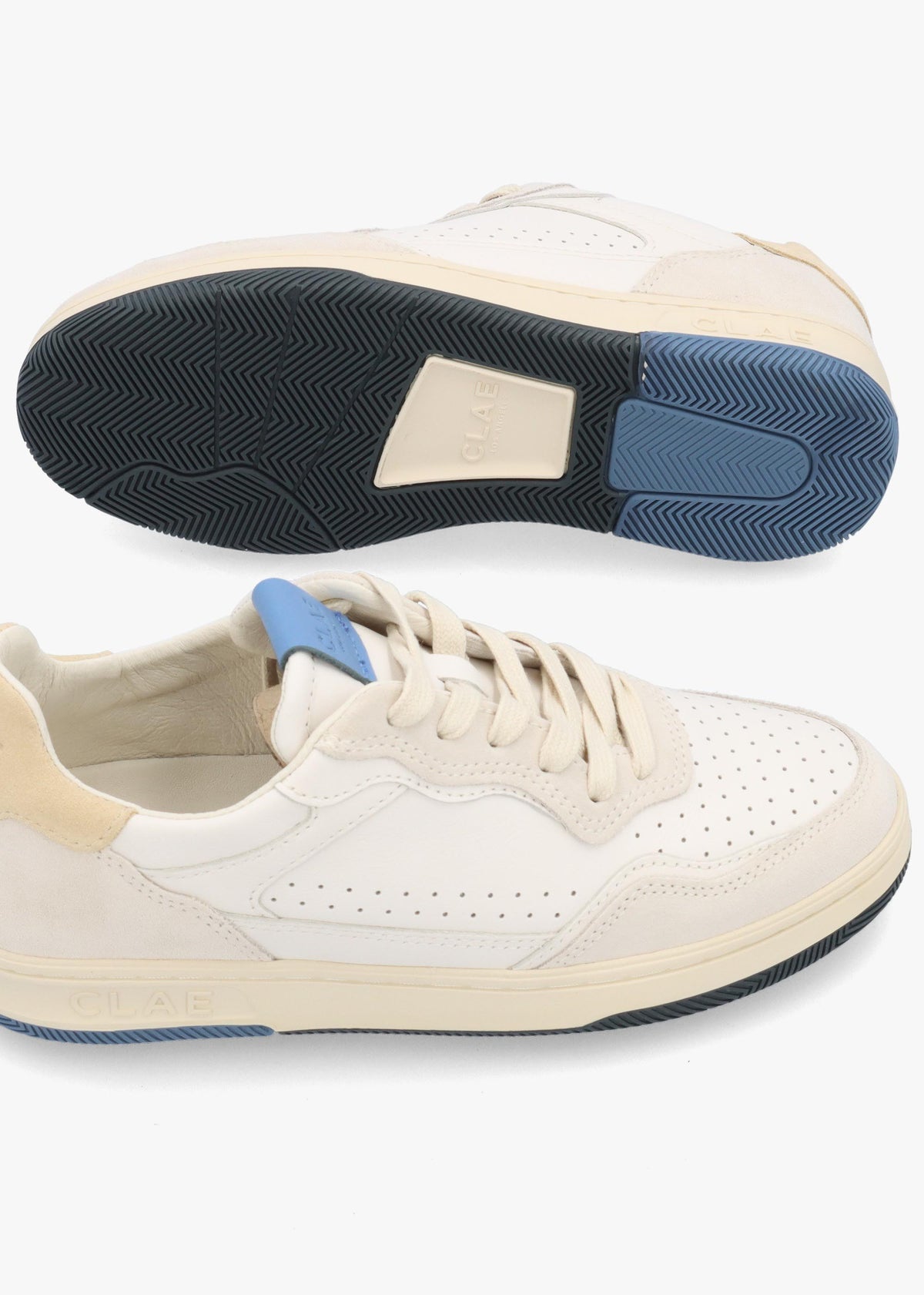 Clae Women’s Haywood Off White Pebbled Blue Trainers