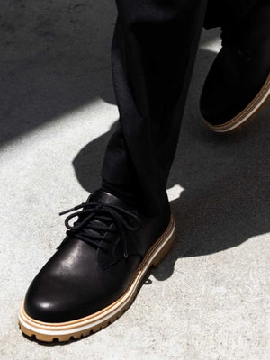 Clae Men's Logan Antique Black Leather Lace Up Shoes