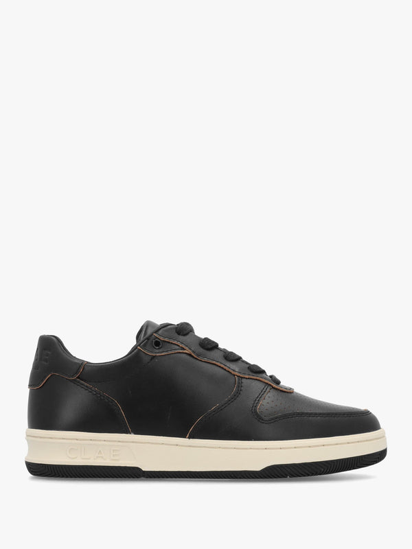 Clae Men's Malone Black Raw Edge Leather Trainers
