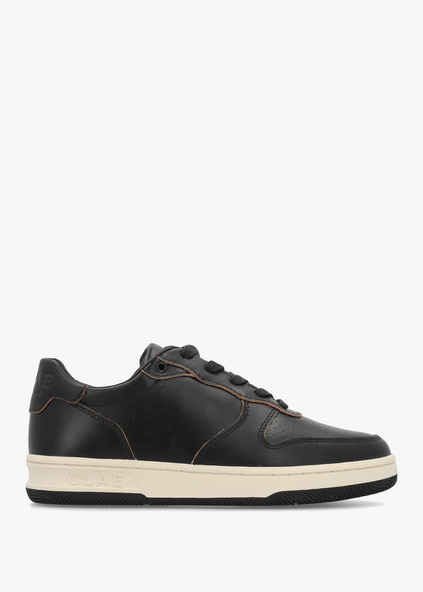 Clae Men's Malone Black Raw Edge Leather Trainers