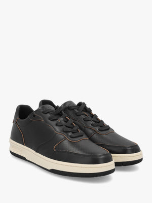 Clae Men's Malone Black Raw Edge Leather Trainers