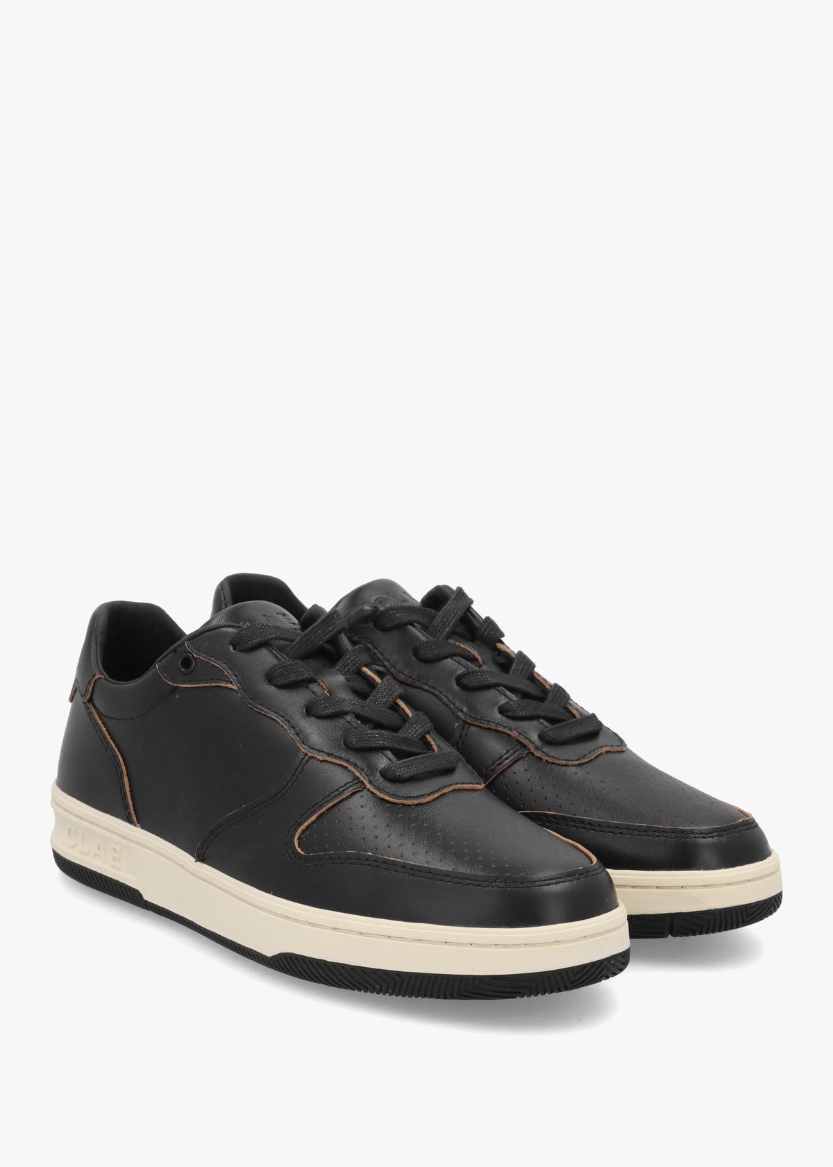 Clae Men's Malone Black Raw Edge Leather Trainers