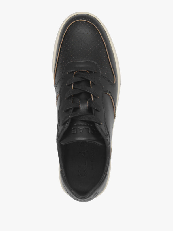 Clae Men's Malone Black Raw Edge Leather Trainers
