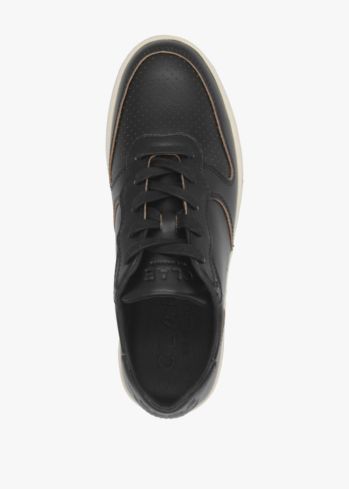 Clae Men's Malone Black Raw Edge Leather Trainers