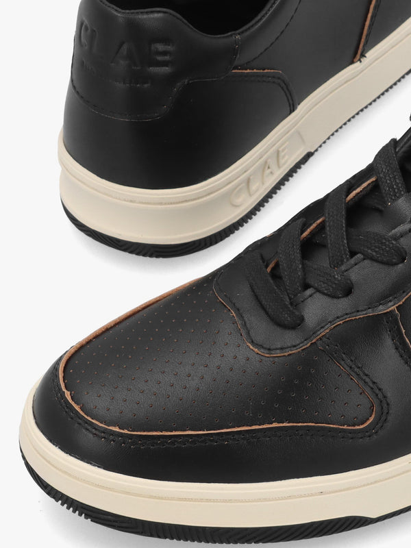 Clae Men's Malone Black Raw Edge Leather Trainers