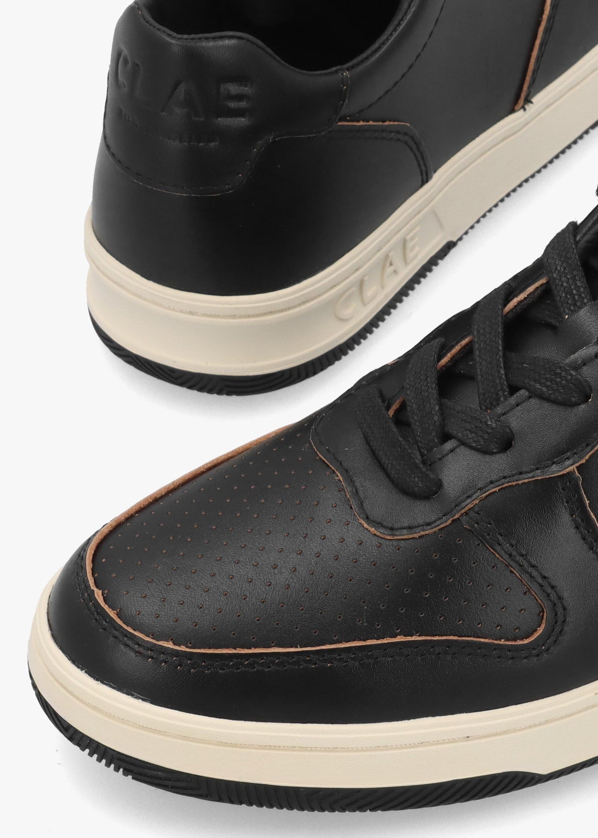 Clae Men's Malone Black Raw Edge Leather Trainers