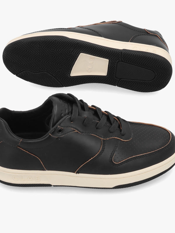 Clae Men's Malone Black Raw Edge Leather Trainers