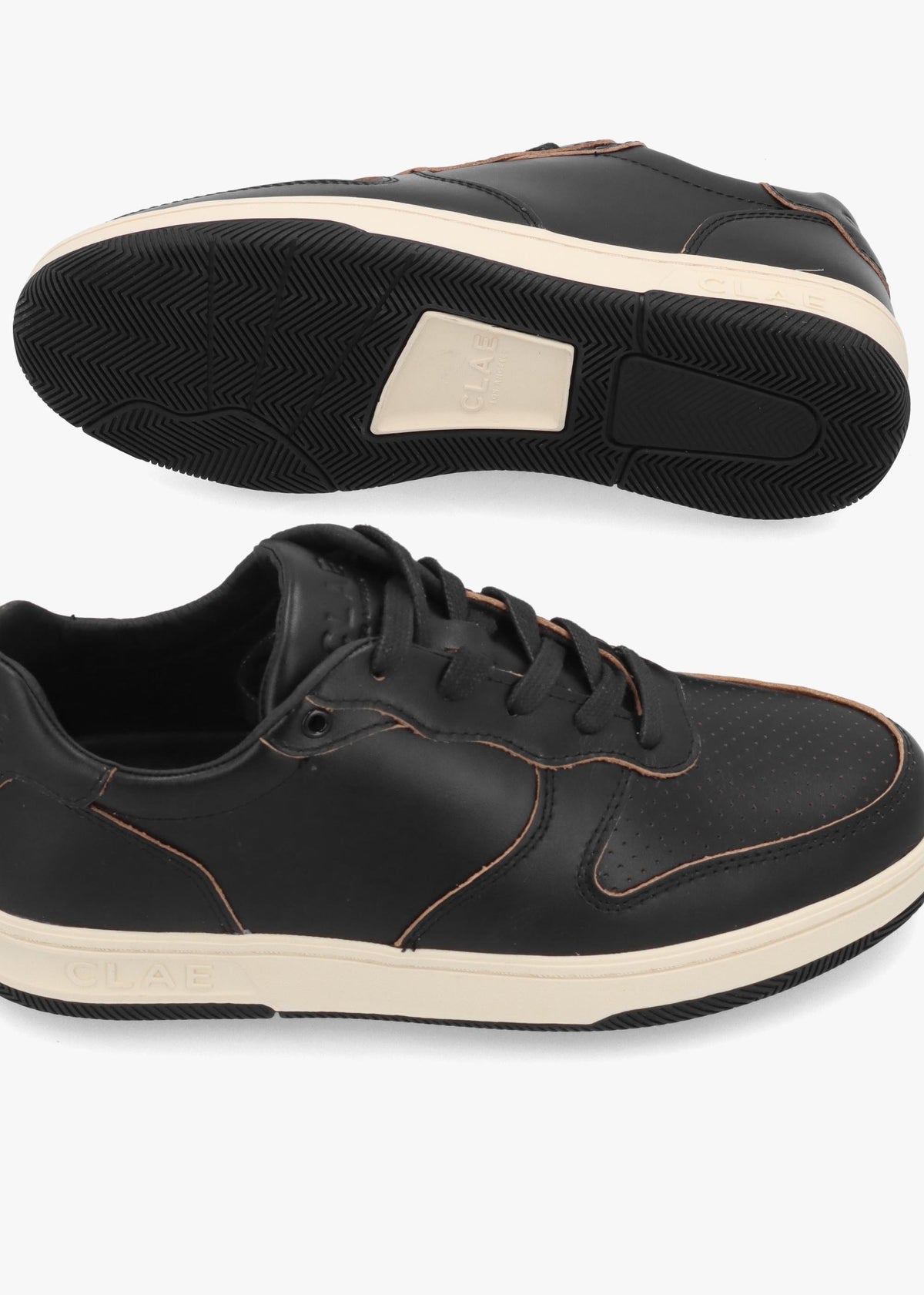 Clae Men's Malone Black Raw Edge Leather Trainers