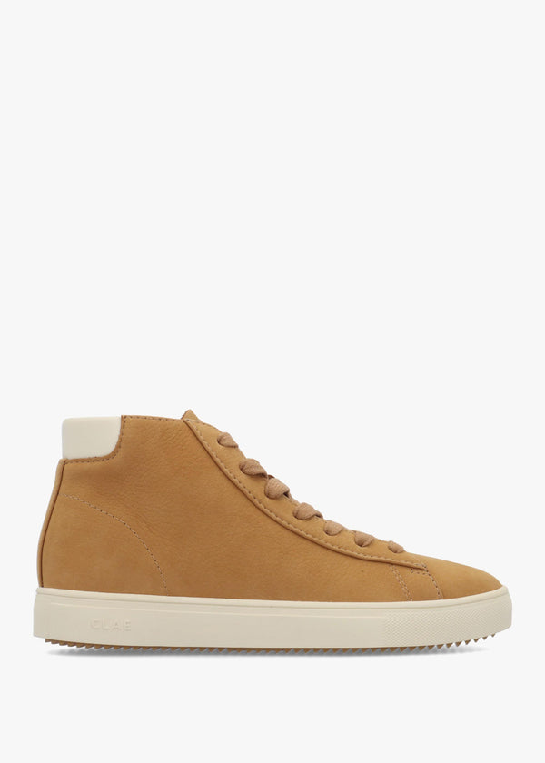 Clae Women's Tan Leather High Top Trainers
