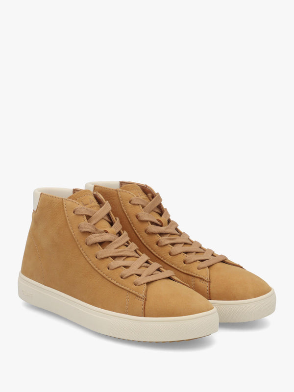 Clae Women's Tan Leather High Top Trainers