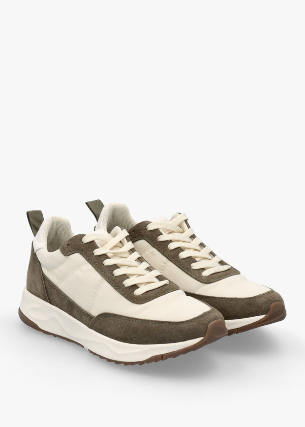 Women's Owens Olive Off White Suede Trainers