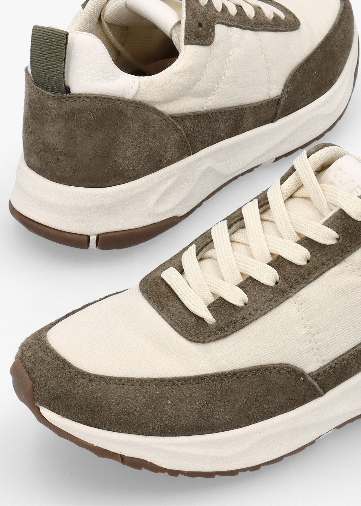 Women's Owens Olive Off White Suede Trainers