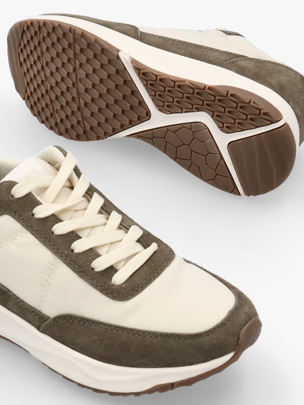 Women's Owens Olive Off White Suede Trainers