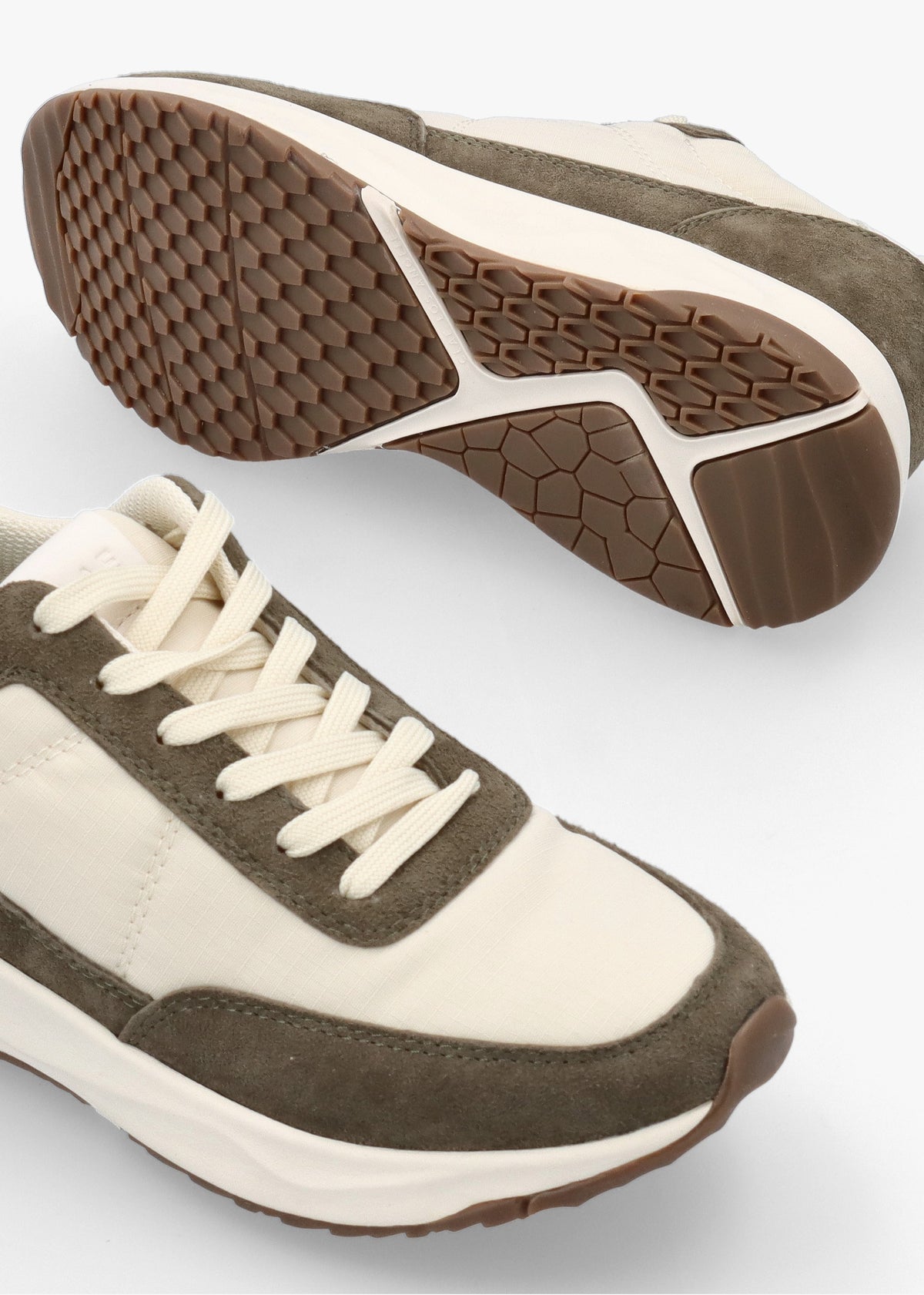 Women's Owens Olive Off White Suede Trainers