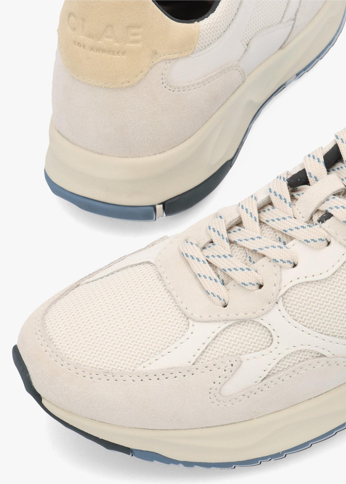 Clae Unisex Zuma Off White Pebble Blue Suede Trainers