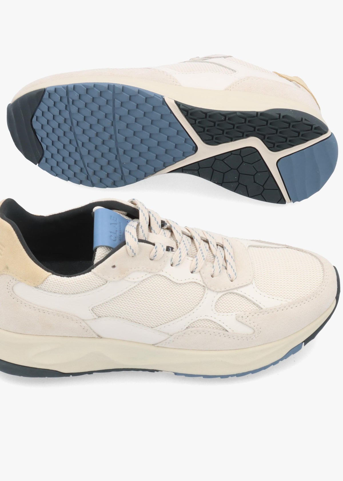 Clae Unisex Zuma Off White Pebble Blue Suede Trainers