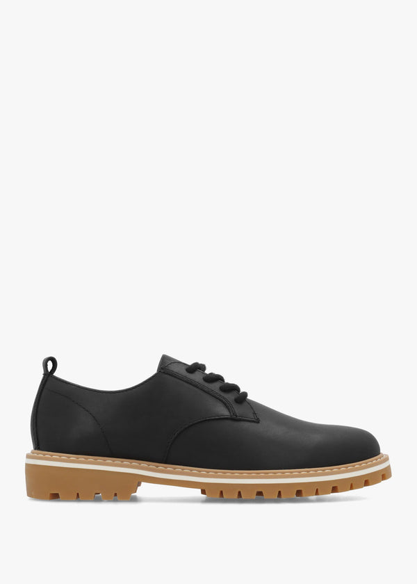 Clae Men's Logan Antique Black Leather Lace Up Shoes