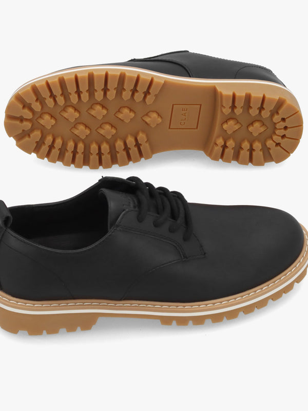 Clae Men's Logan Antique Black Leather Lace Up Shoes