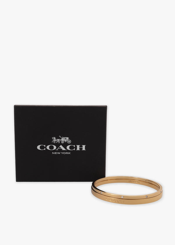 Gold Logo Crystal Duo Bangle Set