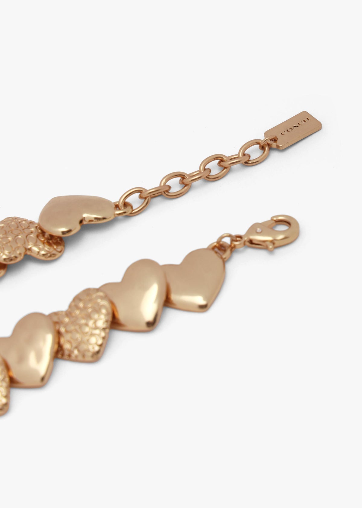 Textured C Logo Heart Gold Bracelet