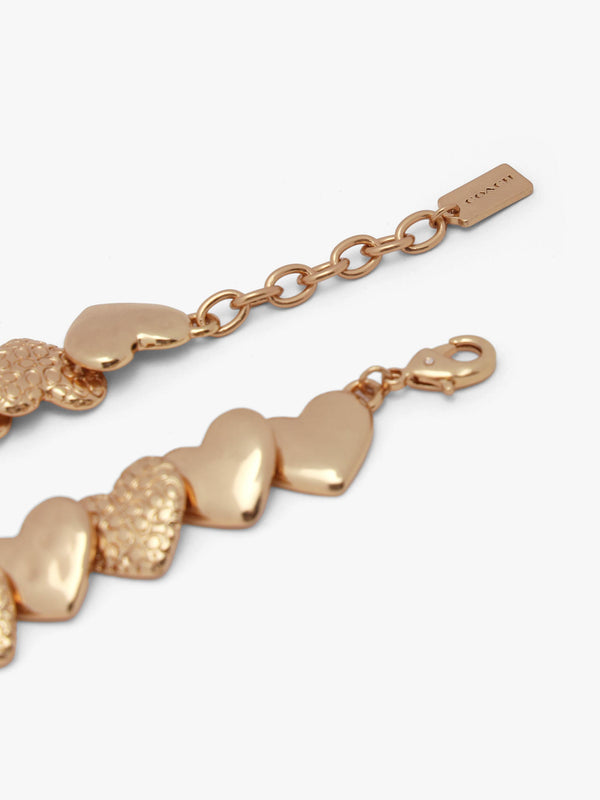 Textured C Logo Heart Gold Bracelet