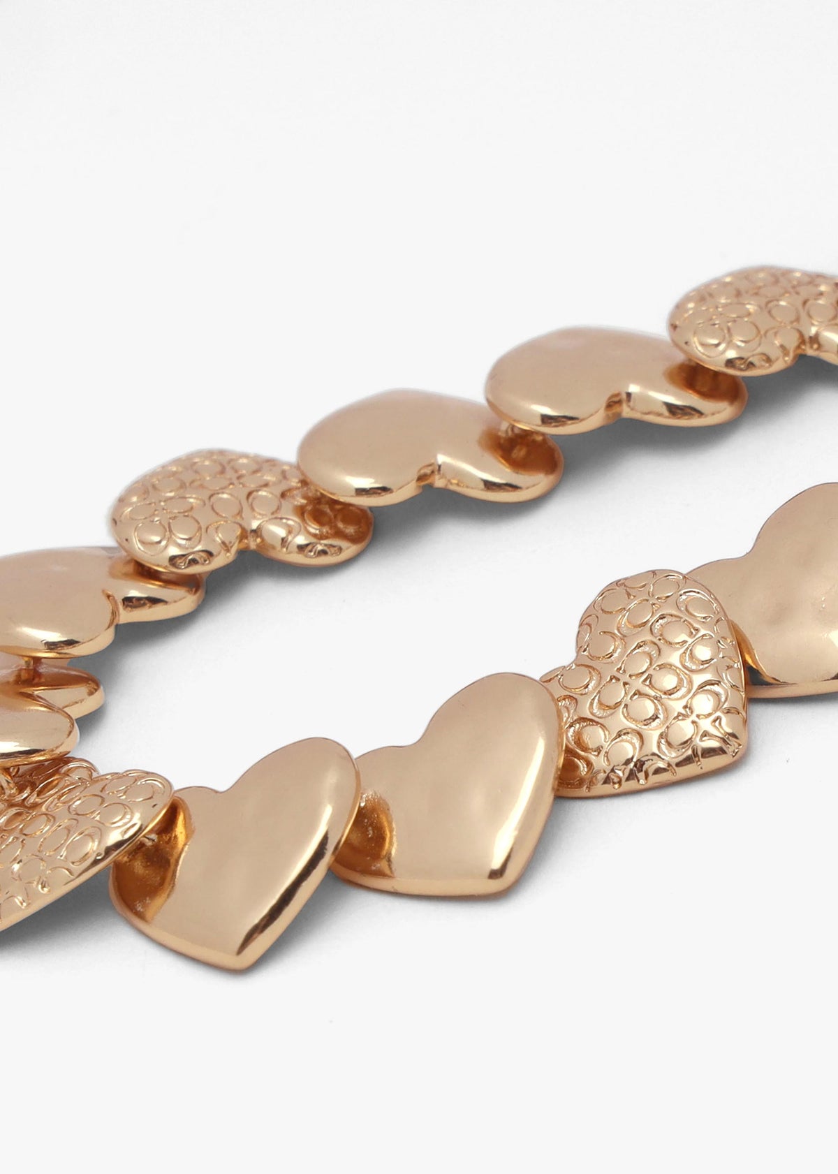 Textured C Logo Heart Gold Bracelet