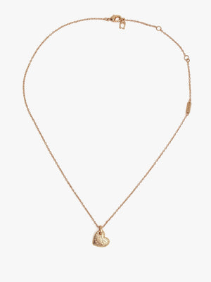Coach Textured C Logo Heart Gold Necklace