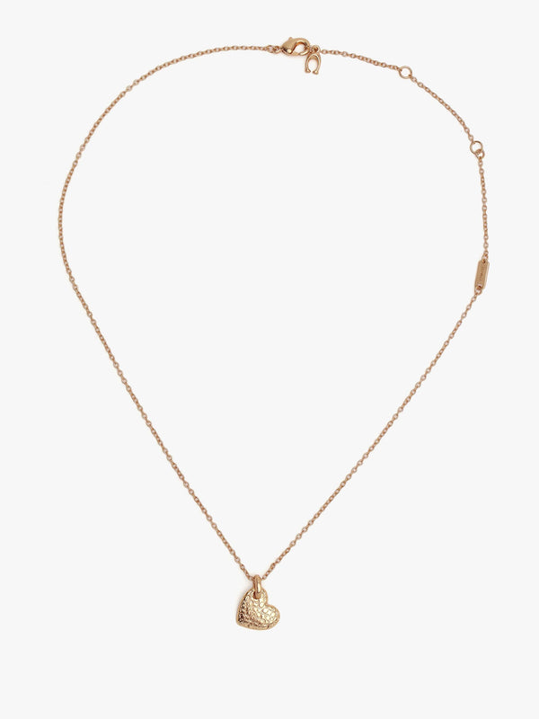 Textured C Logo Heart Gold Necklace
