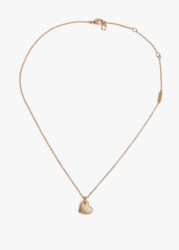 Textured C Logo Heart Gold Necklace