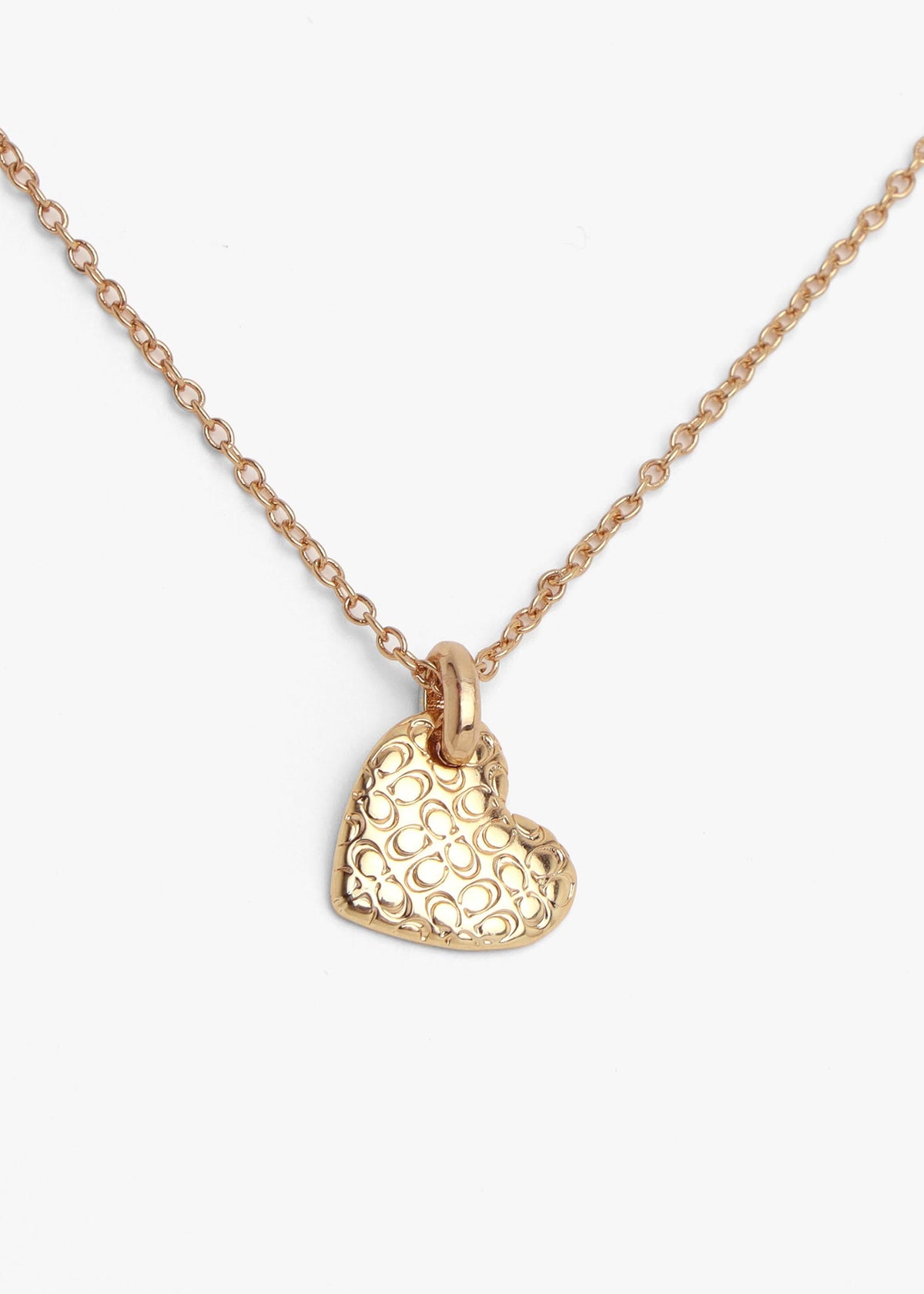 Textured C Logo Heart Gold Necklace