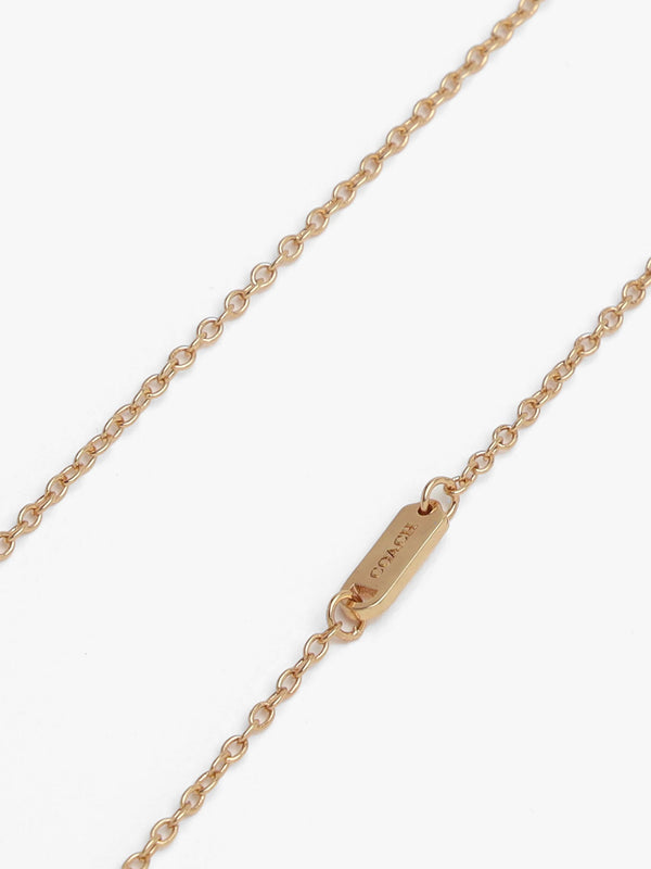 Coach Textured C Logo Heart Gold Necklace