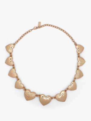 Coach Statement Textured C Logo Heart Gold Collar Necklace