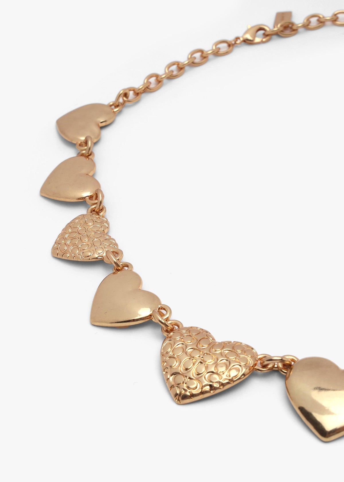 Statement Textured C Logo Heart Gold Collar Necklace