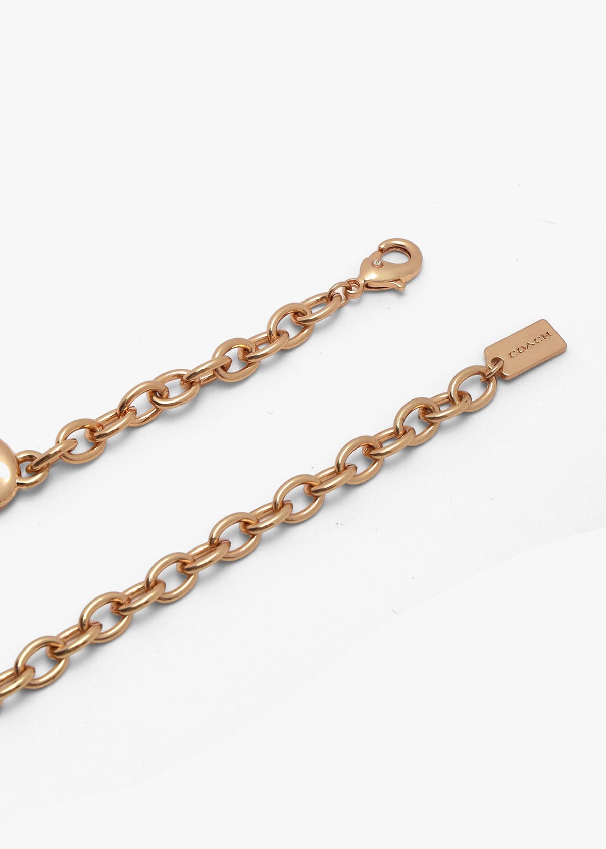 Coach Statement Textured C Logo Heart Gold Collar Necklace
